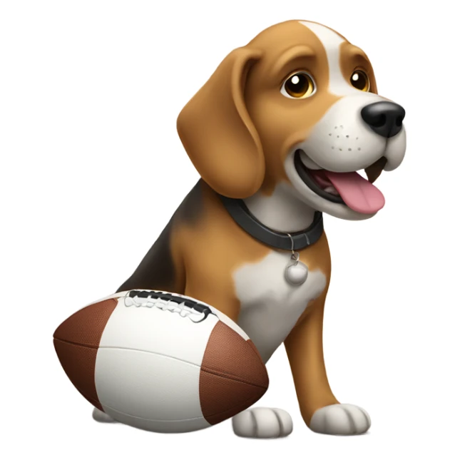 Dog with a football sticker