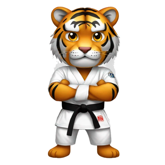 Tiger with evil face  jiu-jitsu black belt with his arms crossed sticker
