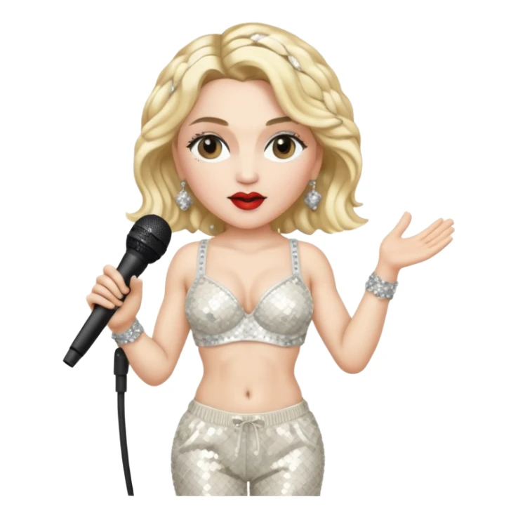 Madonna with ivory sequin bra, ivory sequin baggy pants  sticker