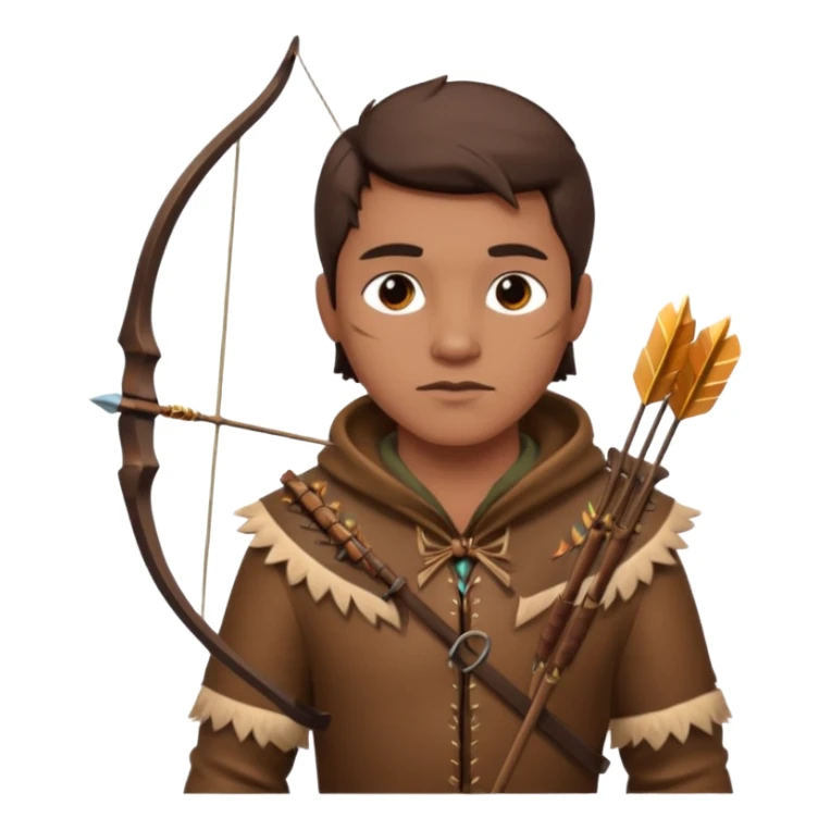 The classic hunter image with a bow and arrow on his back, dressed in brown with some animal made decorations sticker