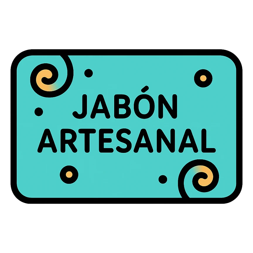 jabon artesanal, estilo icono color, líneas limpias, colores vivos, forma rectangular sticker