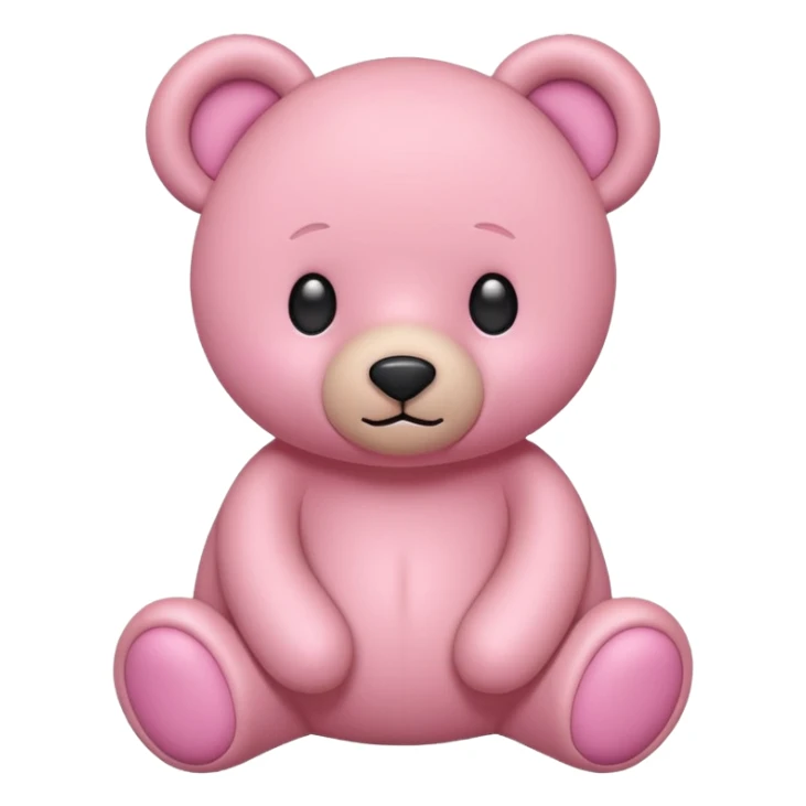 pink teddy bear, flat minimal rounded shapes, simple face, soft pink color, iconic emoji look, no fur texture, no shading sticker