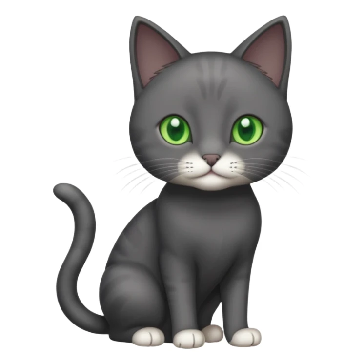 full body solid dark grey cat with green eyes and white paws and white whiskers sticker