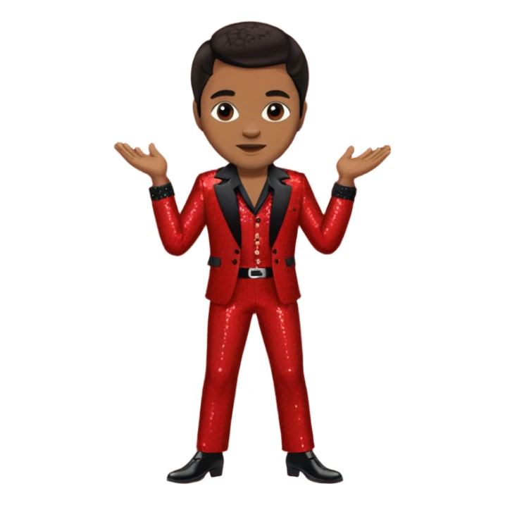 Jackie Wilson with dark brown hair, red sequin outfit sticker
