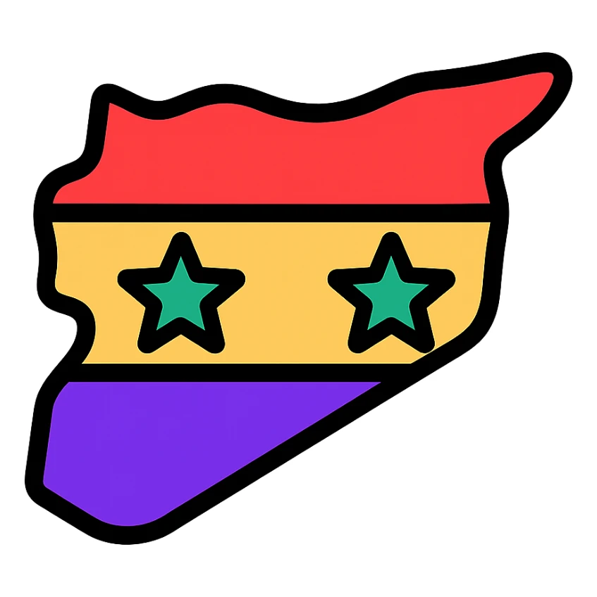 new flag for Syria, abstract shapes, vibrant colors, flat icon style sticker
