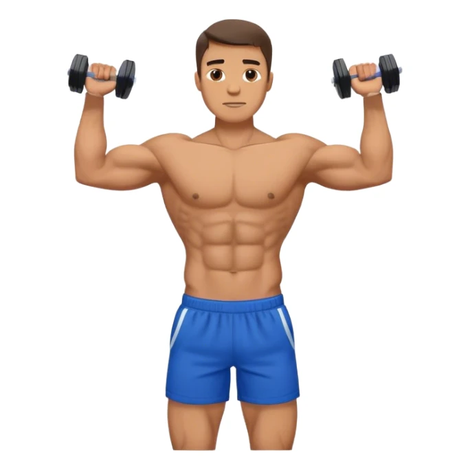 man with blue shorts doing dumbbell lateral-raise (T-pose) side-deltoid exercise sticker