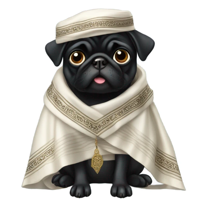 Black pug dress Jewish  sticker