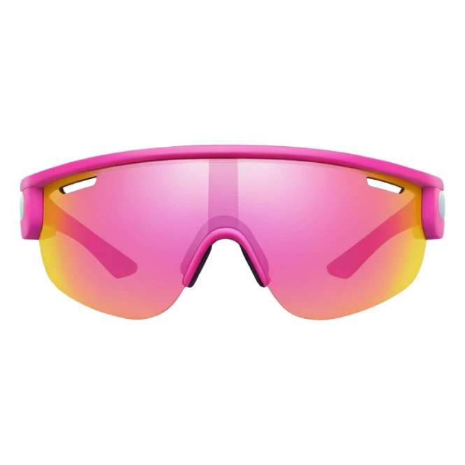 sporty pink shield visor sunglasses with bold thick frame, athletic design, reflective one-piece lens sticker