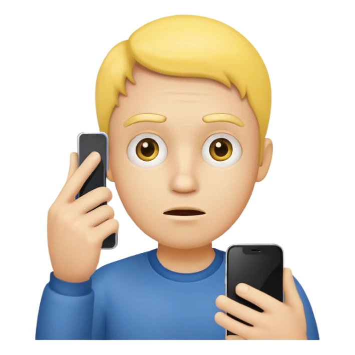 a yellow circle face confused why a hand is showing him a phone sticker