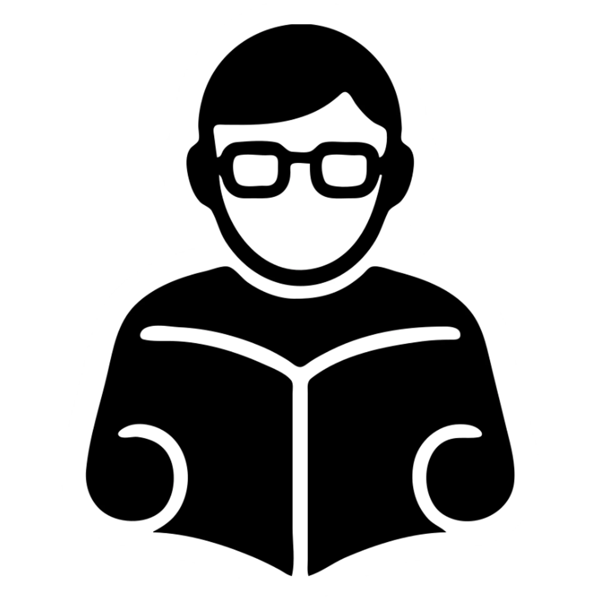 an intellectual person with glasses reading a book sticker