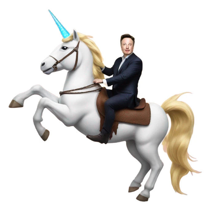 elon musk riding a farting unicorn sticker
