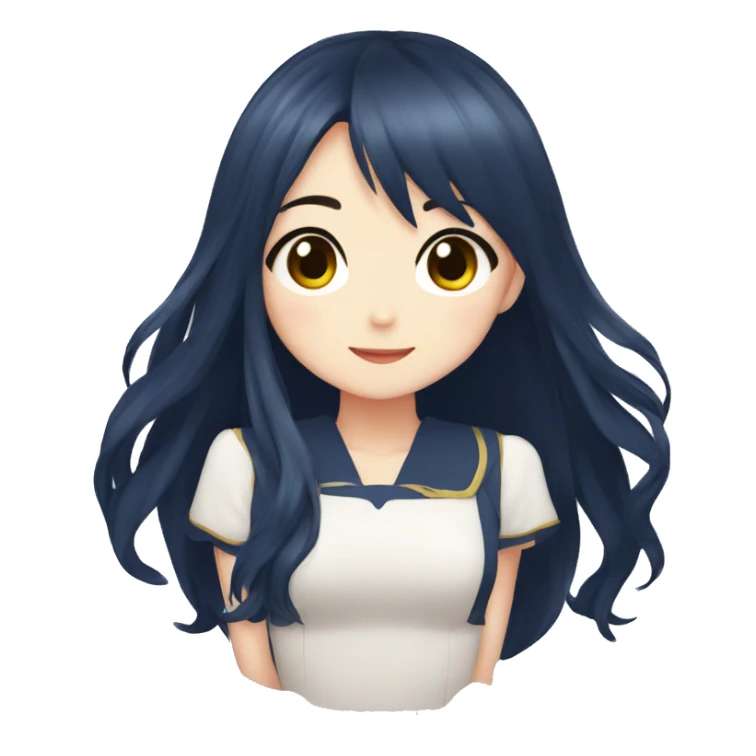 Cute anime girl with navy long hair sticker