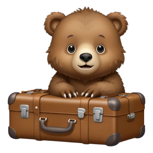 Baby Grizzly bear with a suitcase sticker