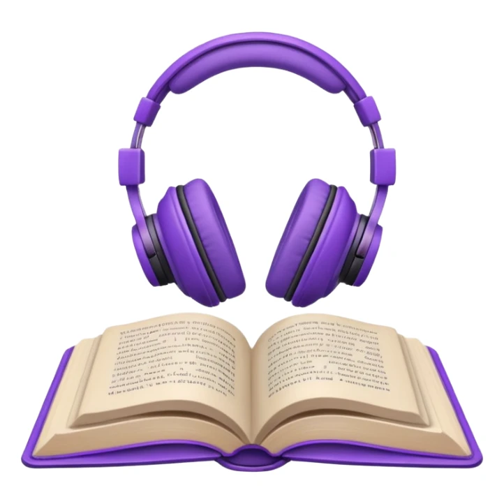 purple open storybook with purple headphones on top sticker