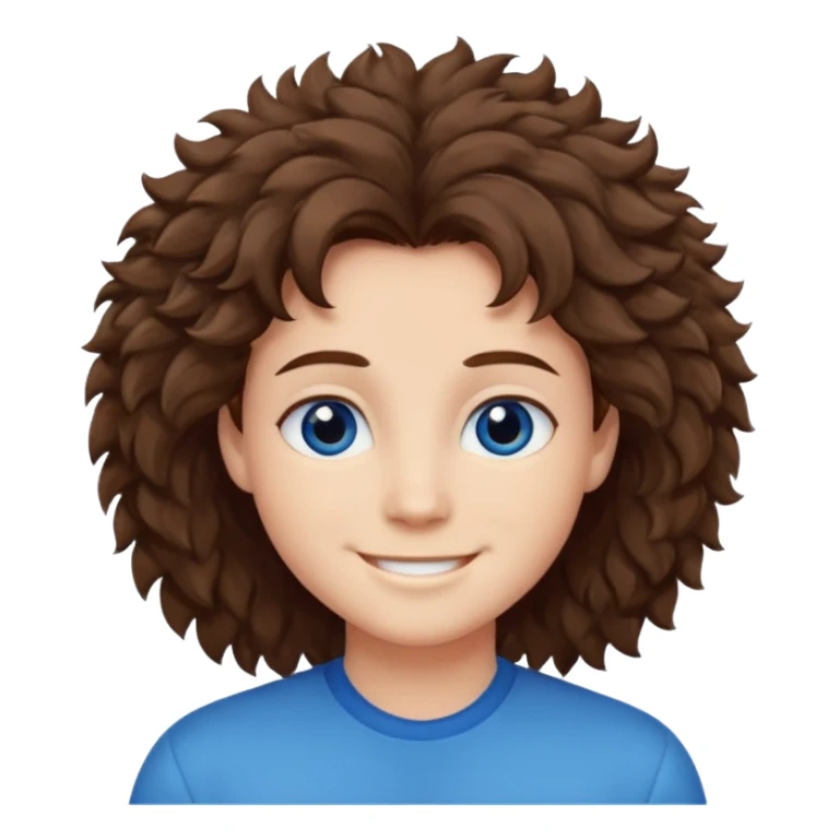brown hair, blue eye, fluffy hair, textured lineup sticker