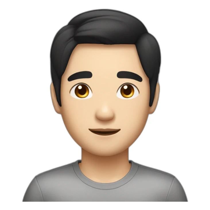 asian man with jet black hair sparkling eyes and rosy cheeks sticker
