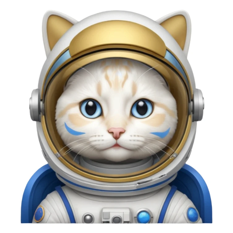 white cat gold Astronaut sticker