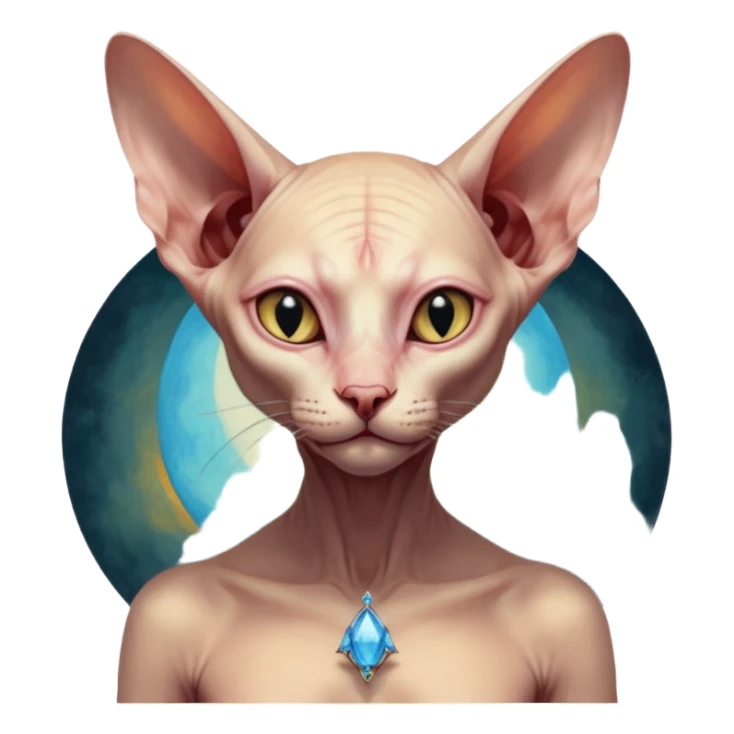 aesthetic brilliant divine lighting, oil paint  -  hieronymus bosch phantasmagoric mutated beautiful ethereal body of evil sphynx sticker