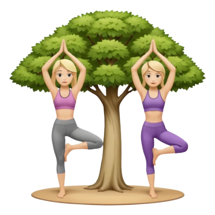 Two women doing yoga in tree pose no tree both blonde  sticker