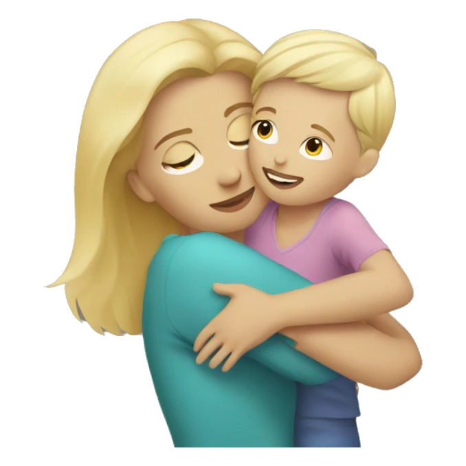 blonde woman hugging child sticker
