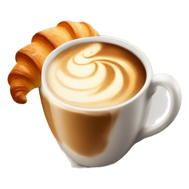 Cup of cappuccino with croissant sticker