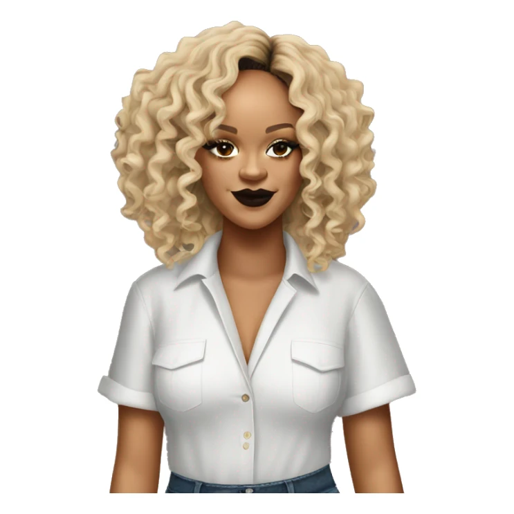 Create Rihanna with abun with curly hair  sticker