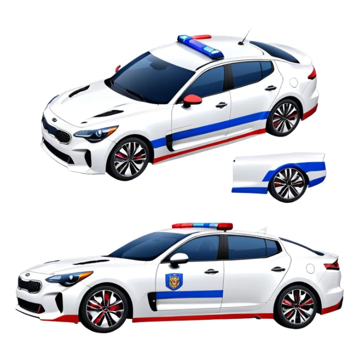 Police Car - Kia Stinger (Model Year: 2018) (Iconic Colour: White with blue and red markings) sticker