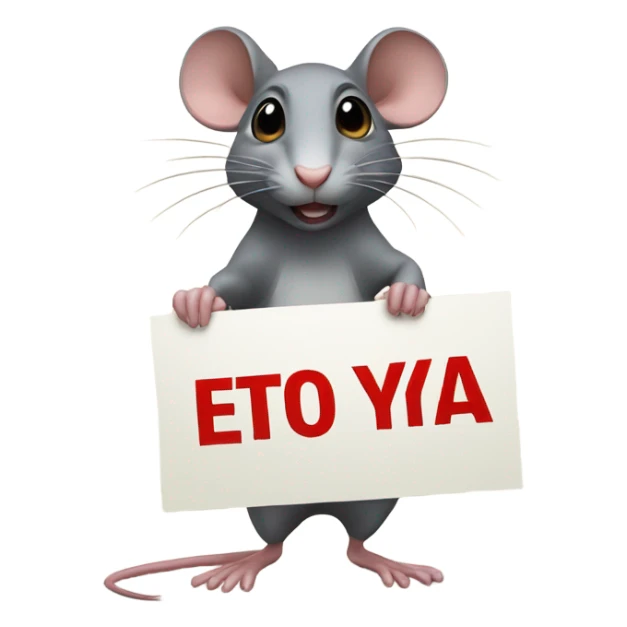 A rat holds a sign with the inscription: ETO YA sticker