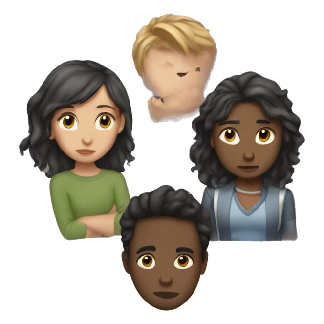 1 boy and 2 girls break up broken heart sticker