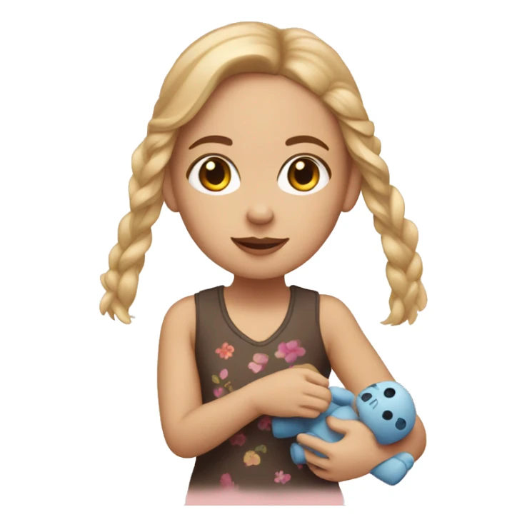 white girl playing with doll sticker