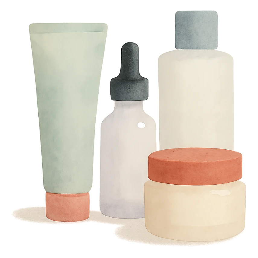 skincare products, soft, artistic sticker