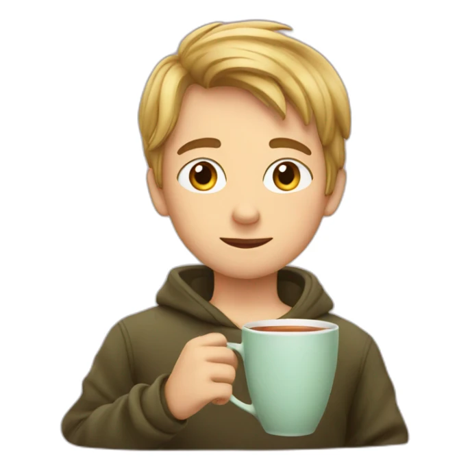 Boy sipping tea sticker