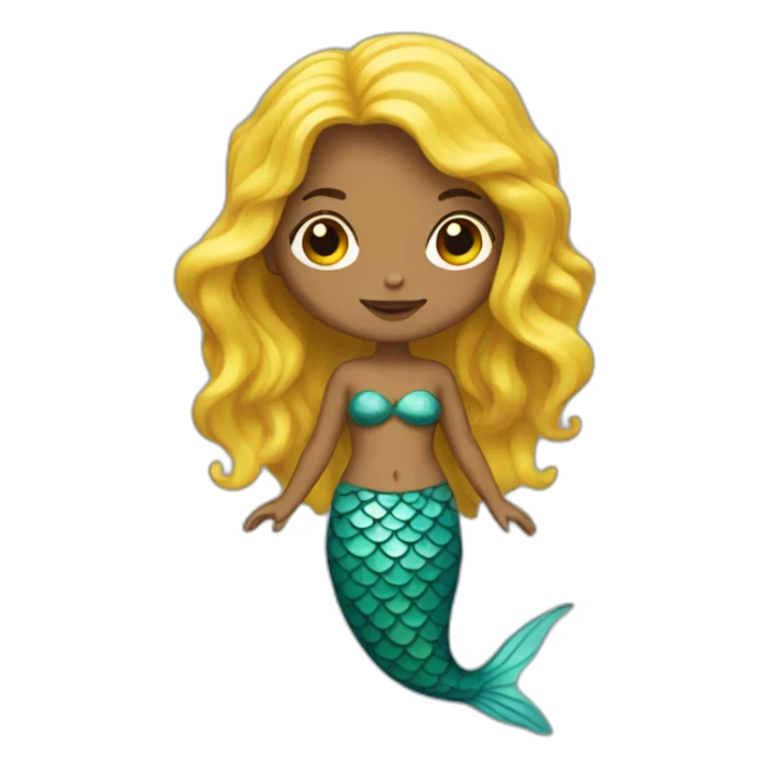 mermaid with yellow skin and brown hair sticker