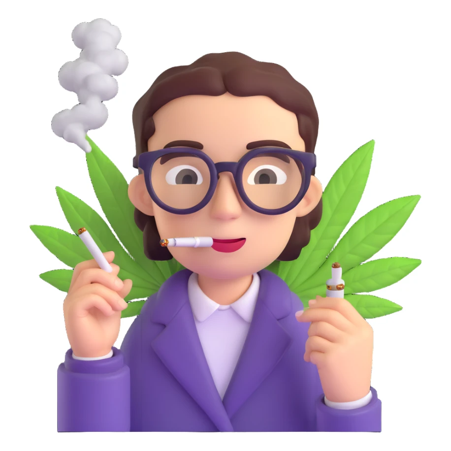 app character with black glasses smoking weed sticker