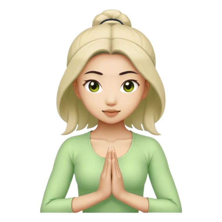 asian yoga girl light green clothes  sticker