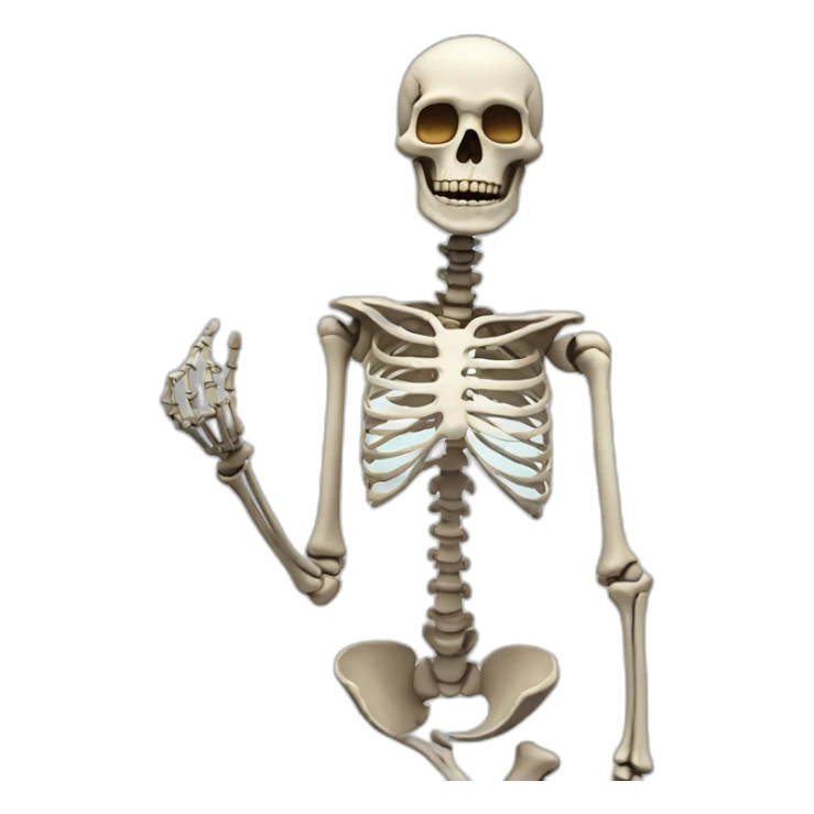 skeleton who's left hand is a phone sticker