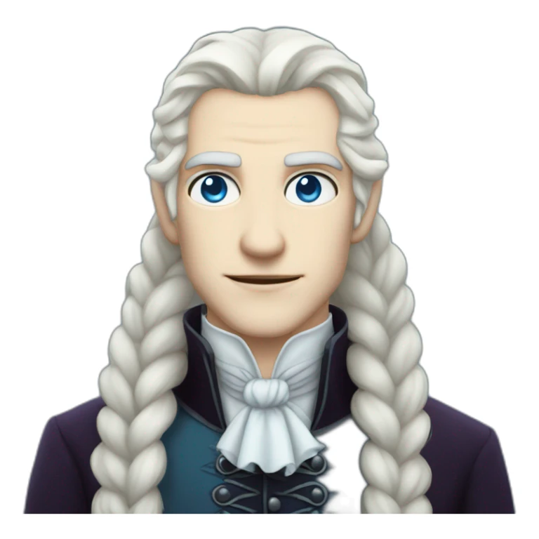 pale male victorian vampire with long white hair in a braid over his shoulder and light blue eyes sticker