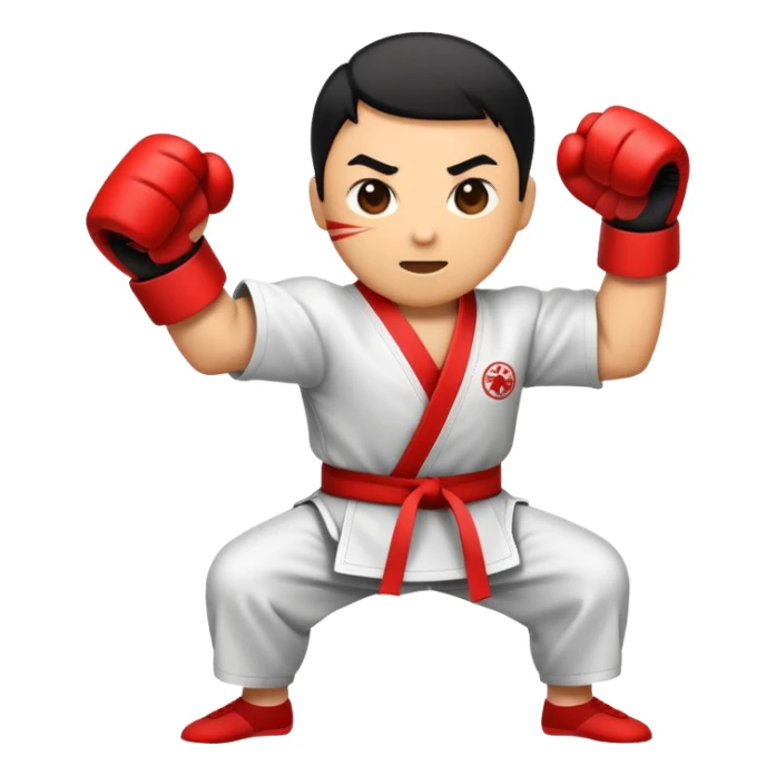 An emblem-style emoji representing striking martial arts. The design features a powerful punch icon surrounded by dynamic lines, symbolizing speed and strength. A black and red color scheme highlights intensity, with a bold and clean font for the text 'Striking Arts'. Transparent background. sticker