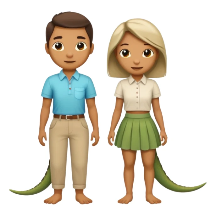 Romantic Lizard couple wear cute skirt and pants with shirt  sticker