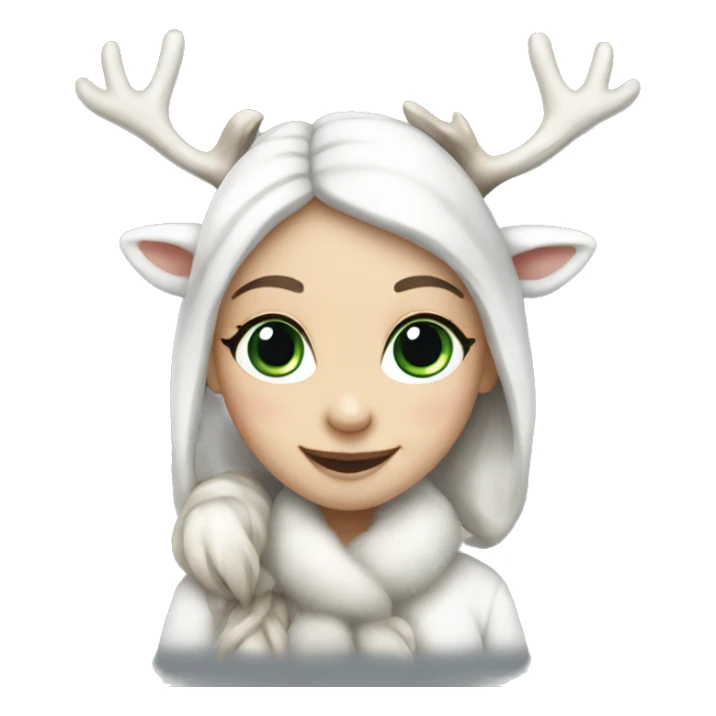 White Reindeer girl happy sticker