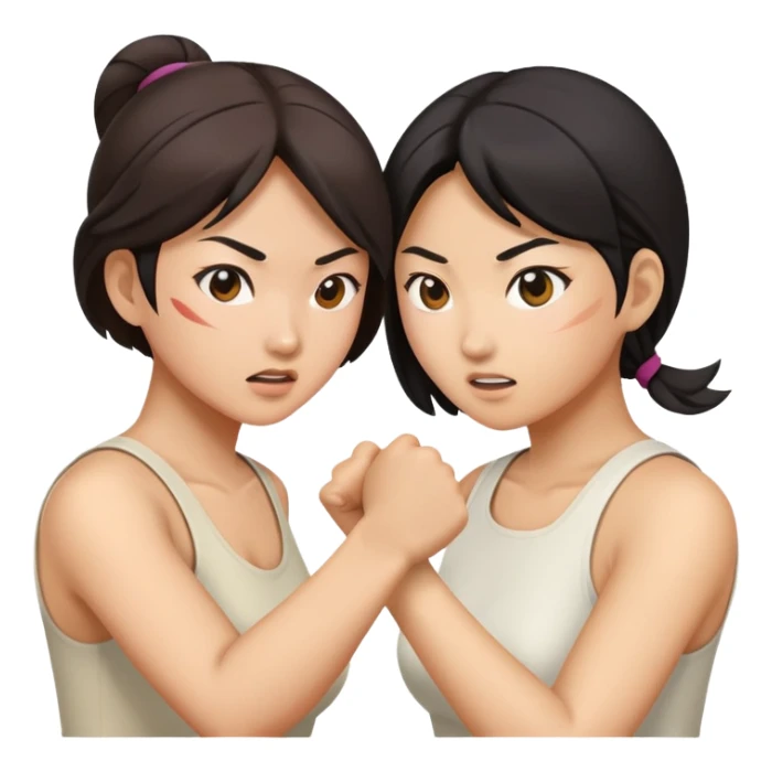 two asian street women fighting sticker