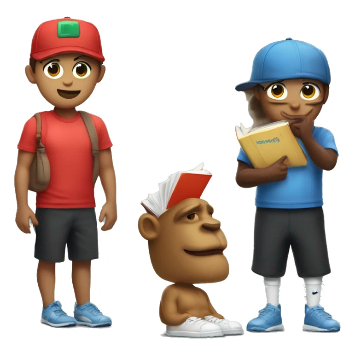 Dos monos con gorra nike y con un libro en la mano sticker