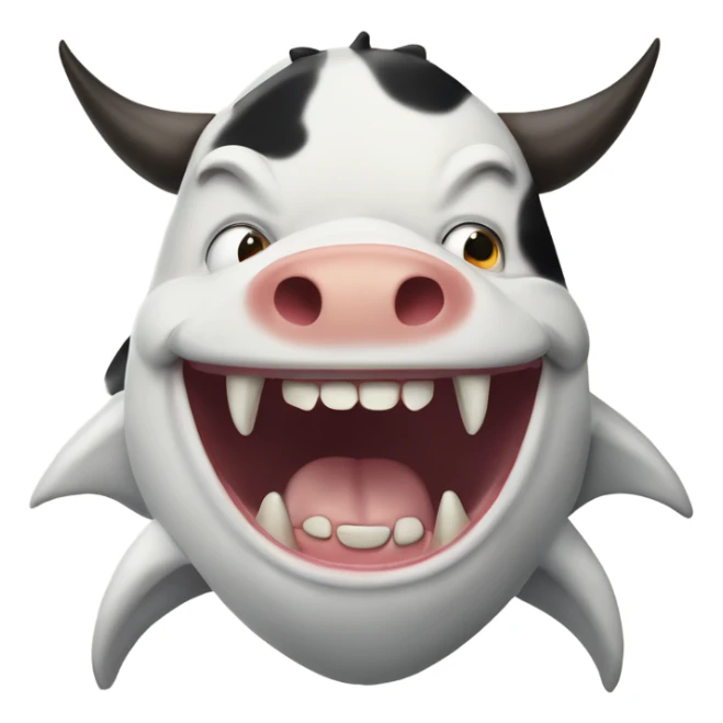 Rich Angry cow print shark  sticker