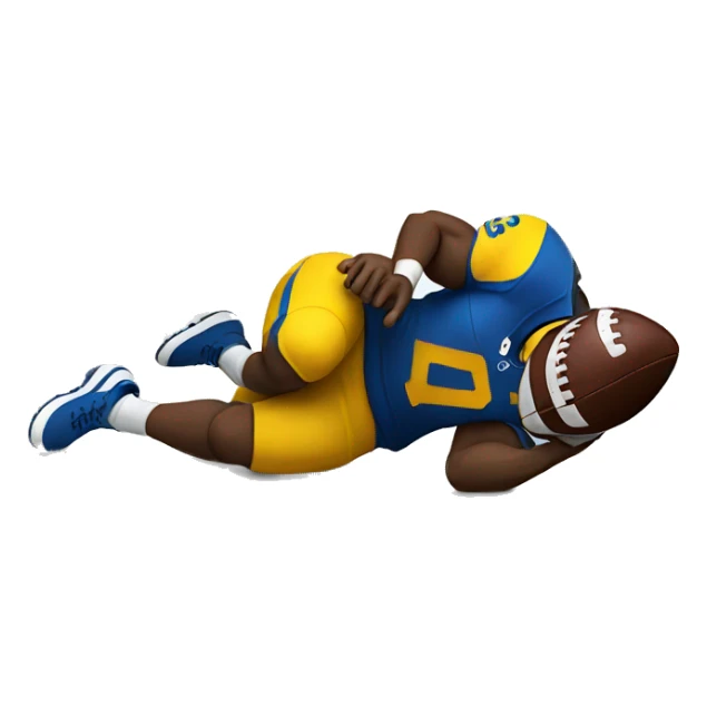 Laying down with a football sticker