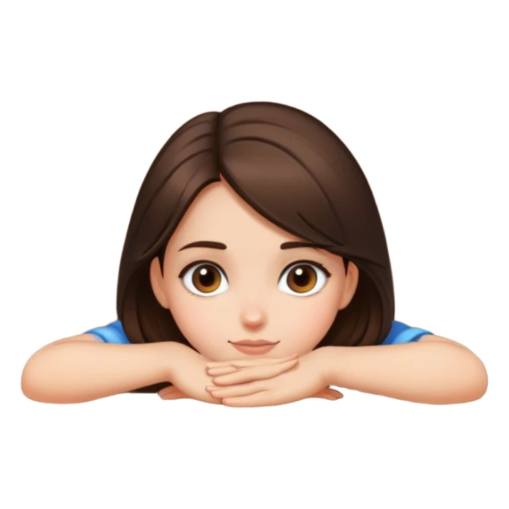  A brunette girl peering from behind a table face view  sticker