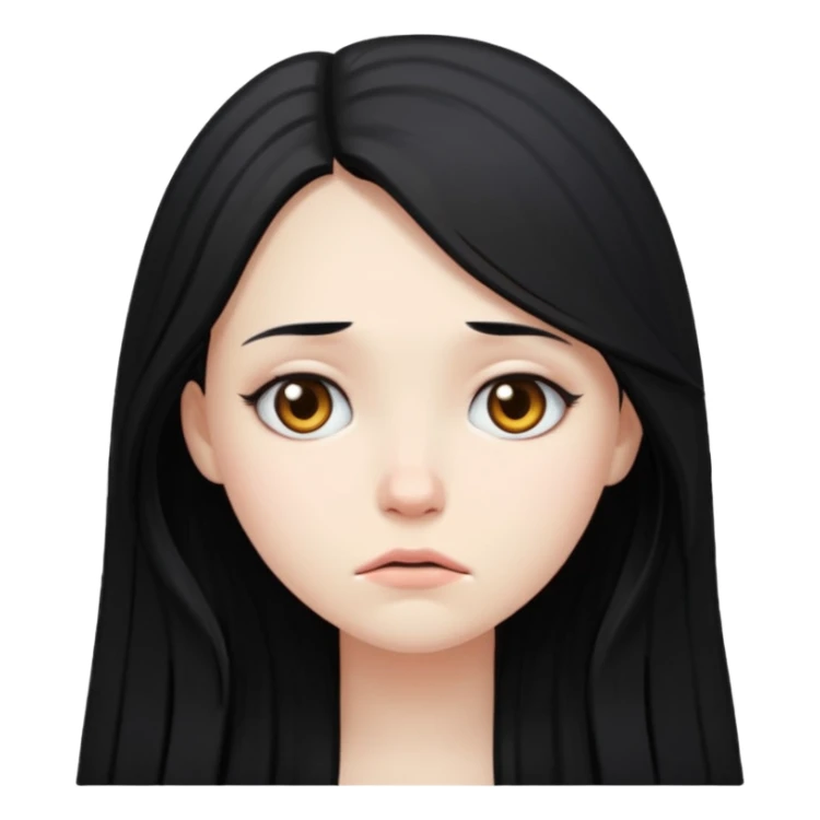 Pale girl with long black hair sad sticker