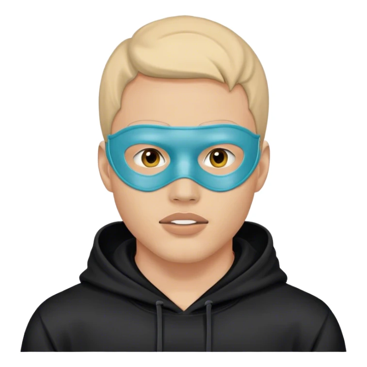 man with full face plastic mask and black hoodie sticker