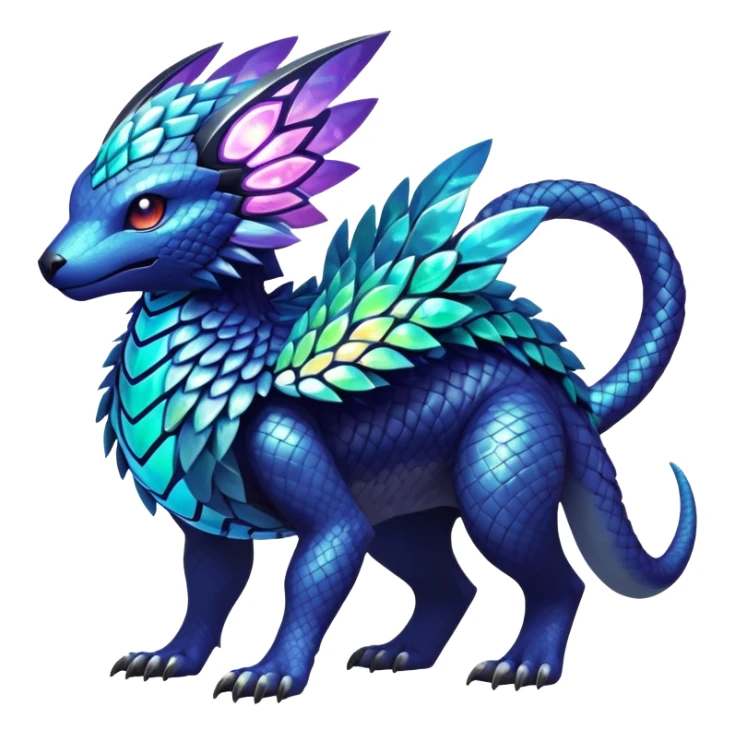  exotic tropical iridescent cyber-Protogen-Fakémon-Pokémon-Vernid-creature sticker