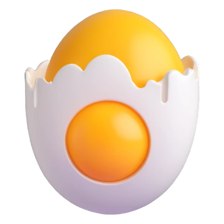 3D emoji style cracked egg with yolk showing sticker