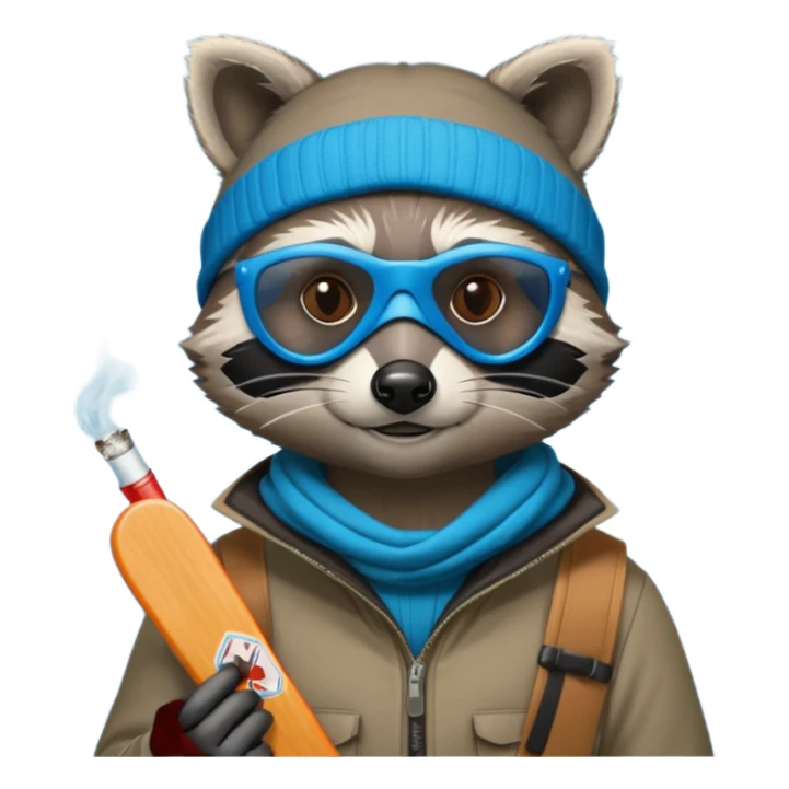 Ratcoon with ski mask smoking a joint sticker